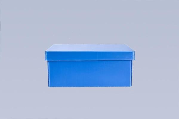 Rectangular Plastic Corrugated Containers Stackable Corrugated Board Boxes Blue