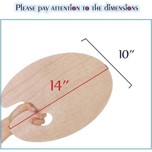 Oval Shaped Art Painting Tools Wooden Oil Painting Palette with Thumb Hole