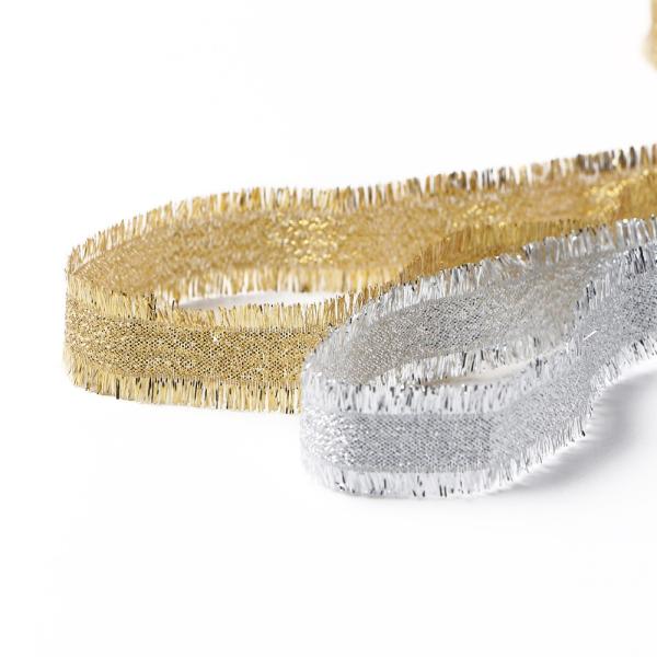 25mm Gold and Silver Fringe Glitter Ribbon The Perfect Finishing Touch for Christmas