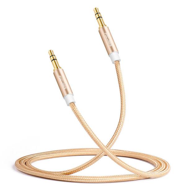 24K Gold Plating Stereo Aux Cable Nylon Weave 3.5 Mm Auxiliary Audio Cable