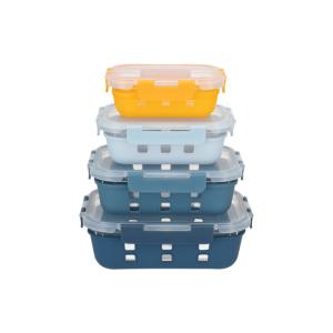 BPA Free Glass Food Prep Containers Set With Silicone Sleeve And Cool Lock PP