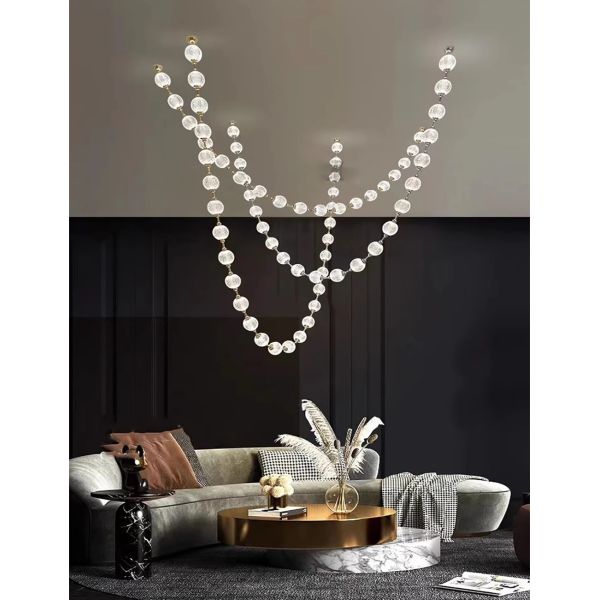 Pearl Drop Series Dimmable LED Hanging Lamps Staircase Very Long Luminaire (WH-NC-133)