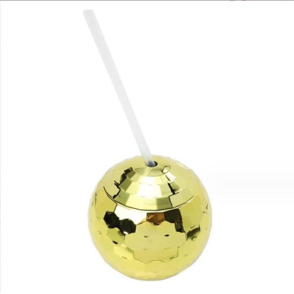 American Style 600ml Unique Disco Ball Cups Electroplated Flash Spherical Double Wall Plastic Cups