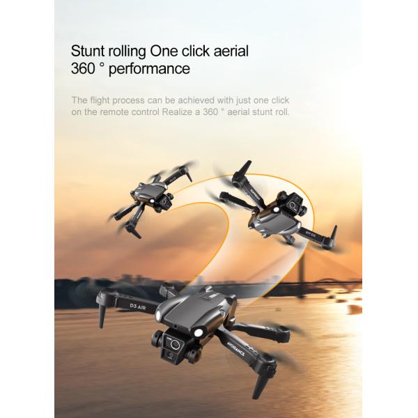 2024 D3 Air Drone LED Light 360-degree Tumbling Headless Mode Optical Flow Positioning Foldable RC Drone for Beginners