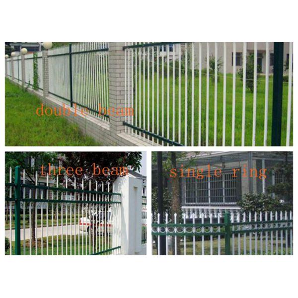 Powder Coated Zinc Steel Fence Three Beam For Industrial Park , 50*50mm Rail