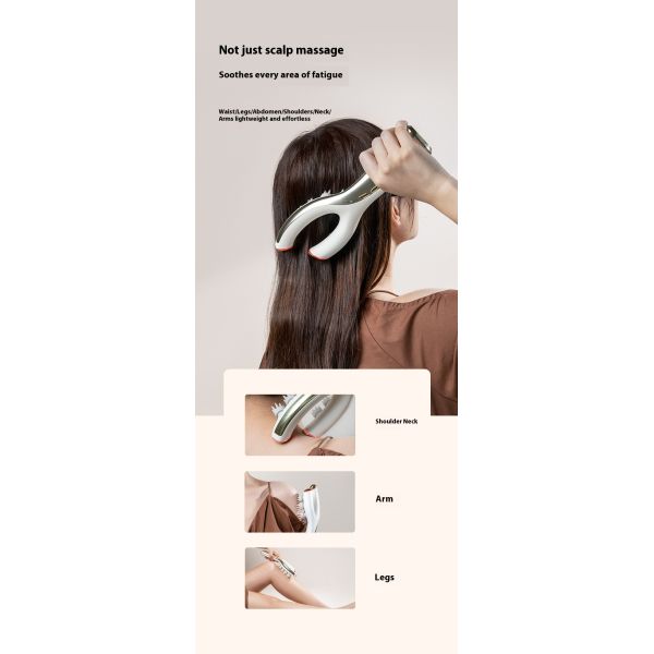 Waterproof Electric Head Scalp Massager with Gentle Massage and Red Blue Light Therapy for Improved Scalp Health