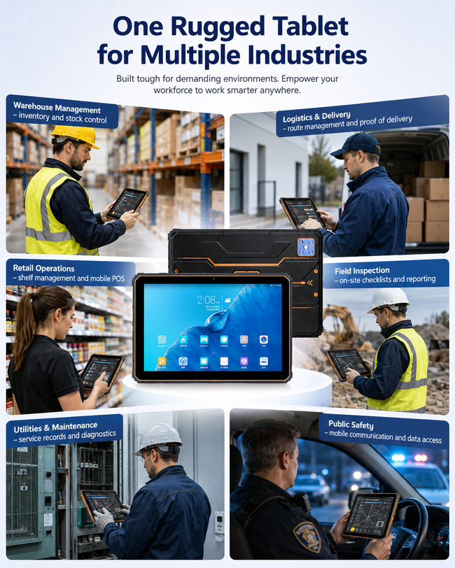 Site Survey Rugged Tablet with 10.1 Inch Display for Inspection Checks and Work Logs