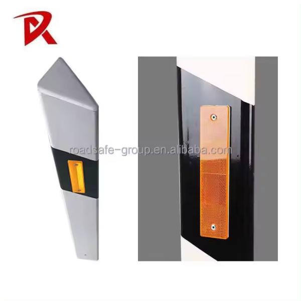 Beijing ROADSAFE PVC Triangle Pole Warning Flexible Reflective traffic guardrail road delineator post LOGO PVC bollard