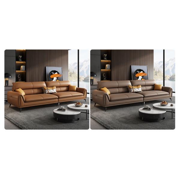 Серого цвета мебели комнаты прожития прямоугольника кожаный диван 3.4x0.95m стиля роскошного итальянский