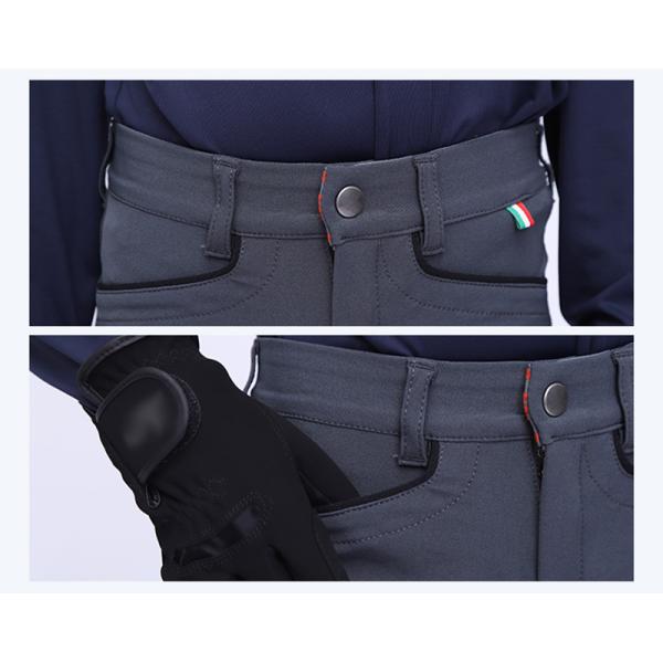 Quick Drying Childrens Horse Riding Tights Knee Silicone Navy Blue Riding Leggings