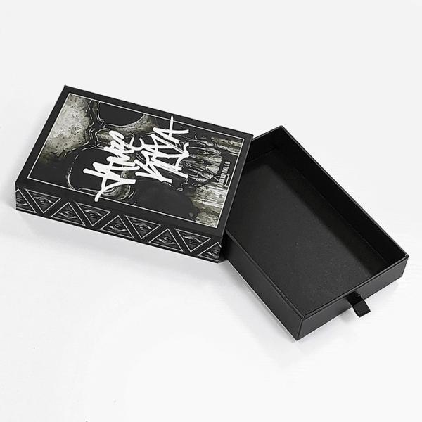 Impressão de logotipo personalizado aceita caixa de presente deslizante matte preto com pedido personalizado