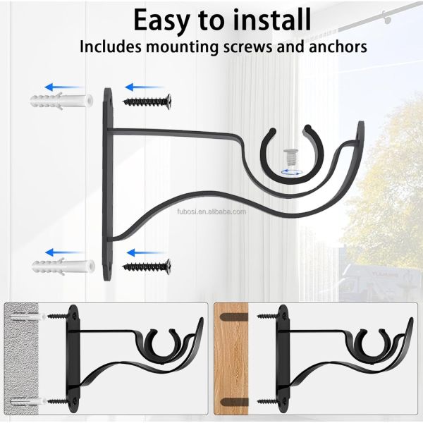 Curtain Rod Bracket,Curtain Rod Hanger,Easy Curtain Rod,Curtain Brackets for Curtain Rod for 1 to 1.2 Inch Curtain Rods