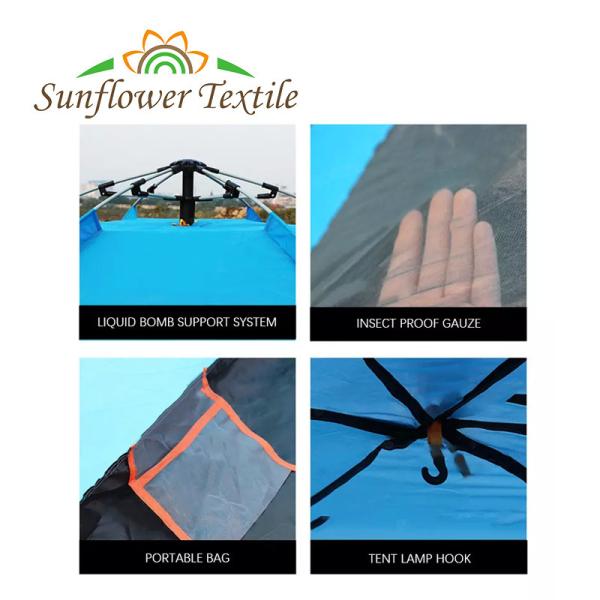 7.3m2 270x270x155cm 1000-1500 Mm Oxford Waterproof Camping Tent Automatic