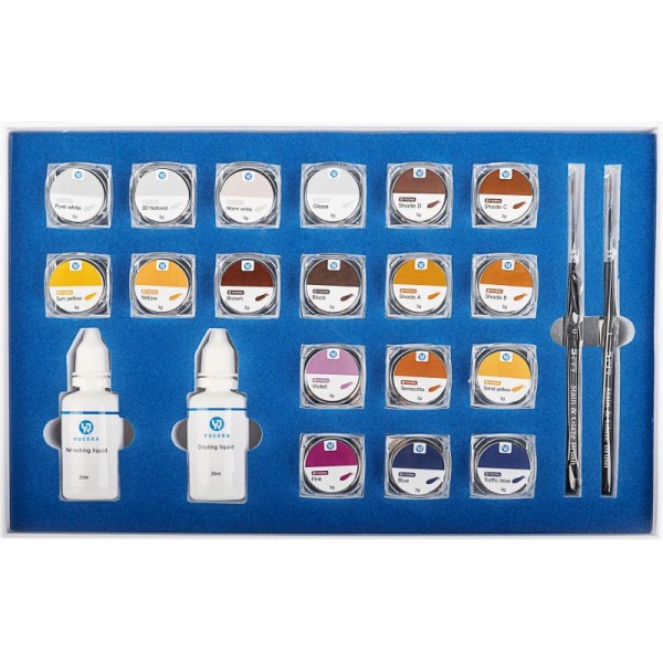 Smile Solutions Yucera 18-Color Ceramic Zirconia Staining Kit Natural Glow for Dental Lab Creations