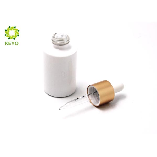 Cylinder White Glass Essential Oil Packaging Bottles With Matte Gold Dropper Cap 30ml