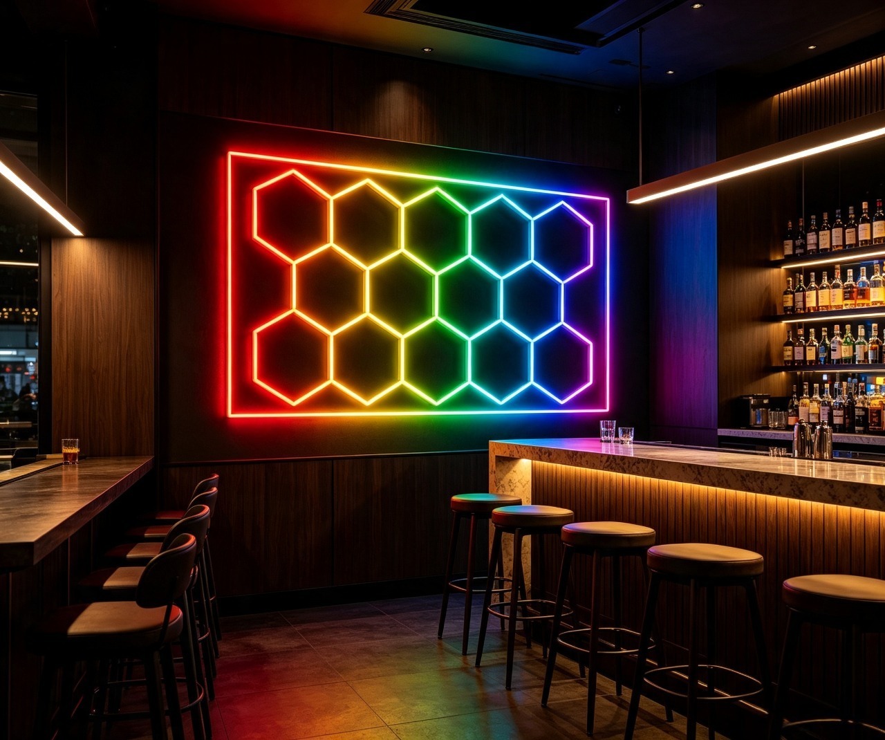 LED Hexagonal Light 14Hexagon RGB Remote Control Honeycomb Ceiling Light 24V