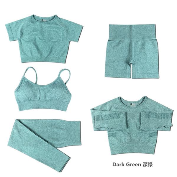 2021 Antibacterial Yoga Wear 5 Piece Set Running Jogger Top And Pants Bra Gaiters Women Sportswear Fitness Clothes Casual