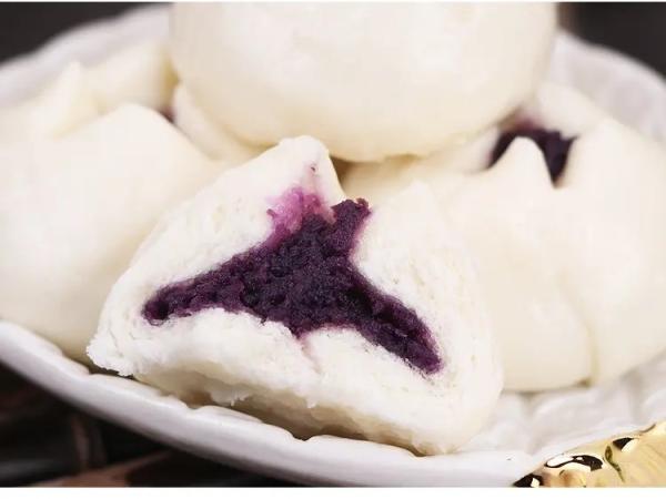Wholesale Delicious Frozen Food With Chinese Characteristics Purple Sweet Potato Flavor Steamed Bun Wheat Flour Food