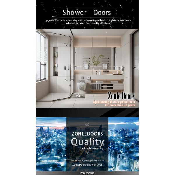 Sensor Bathroom Black Frame 3 Panels Sliding Shower Doors for Small Size at WC