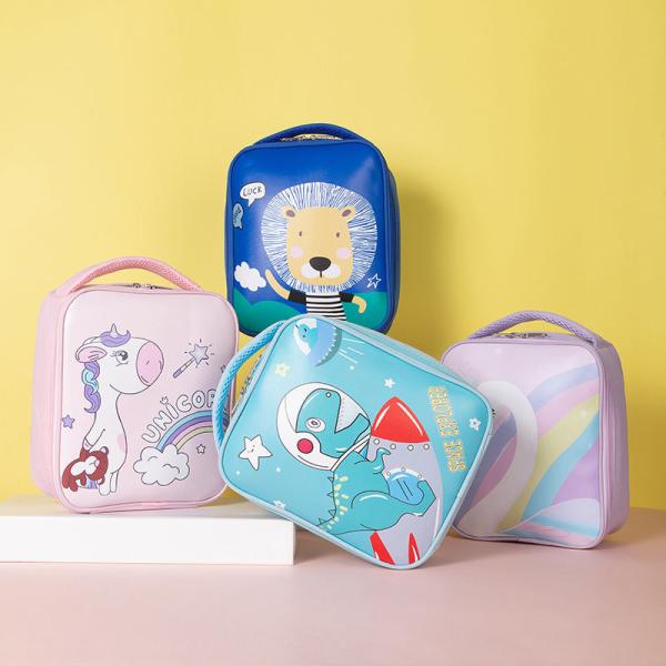 Customized Color Cartoon Dinosaur Space Insulated Kids Lunch Box Bag with Insulation