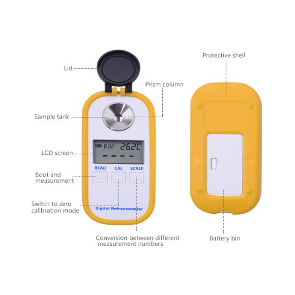 Hand Held Pocket Digital Refractometer With Yellow LED Light Source