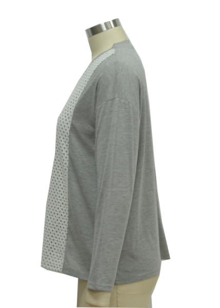 Custom Branded Shirt V-neckline Front Lace Mesh Melange Fabric Normal Size Blend Fabric