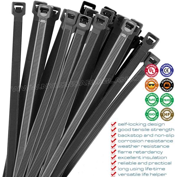 Abraçadeira de poliamida (PA) 66 de 300mm x 4.8, abraçadeira cabo de plástico / correia de cabo de nylon 66 ajustável de Ø3,5~80mm (50 libras) para ambientes internos e externos Abraçadeiras 4,8x300mm cinta tira plástica, amarração cabo de nylon 66 ajustável de Ø3,5~80mm (50lbs) para casa, jardim