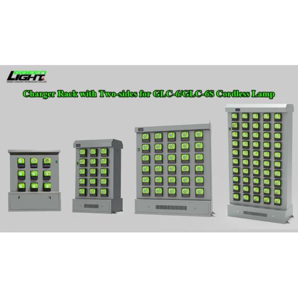 GLC-6 Mining Cap Lamp Charging Rack 15 Units Double-Side Charging Station for Cordless Miner Lamps 110-240V Industrial Charging System 
