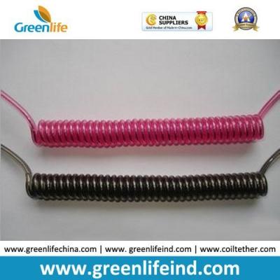 Heavy Duty Wire Coil Lanyard Tether Pink/Black Custom Color