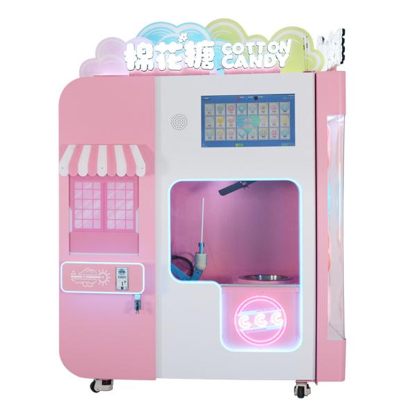 Industrial Snack Automatic Cotton Candy Making Machine With Glass Cover For Restaurant Use