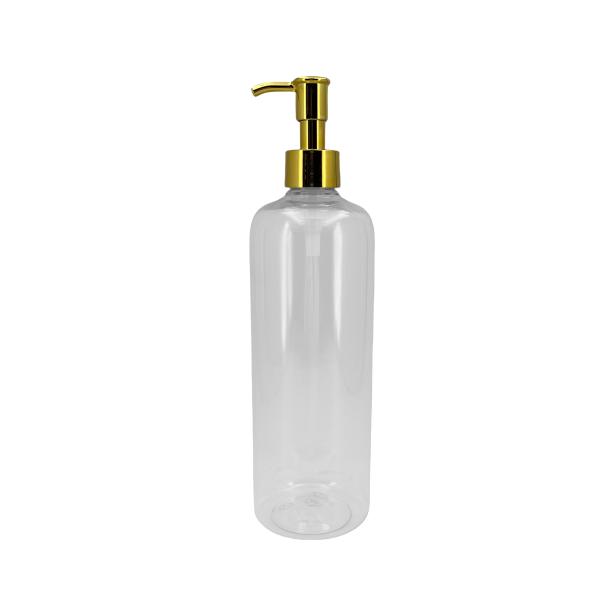 250ml 500ml プラスチック透明ローションボトル 金色のポンプヘッドとスナップを固定