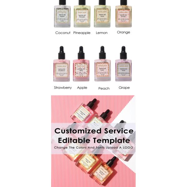 Vitamin E SAGALAGA Nail Cuticle Oil Square Dropper Bottle Custom Logo Nail Care Fruit Flower Oil for Cuticle Format DROPPER