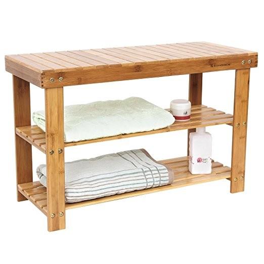 100 % Natural 3 Tier Bamboo Shoe Rack / Stackable Wood Shoe Rack For Living Room