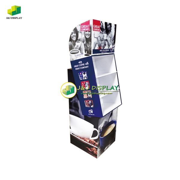 Cardboard Floor Display Knock Down Stand Customizable for Coffee