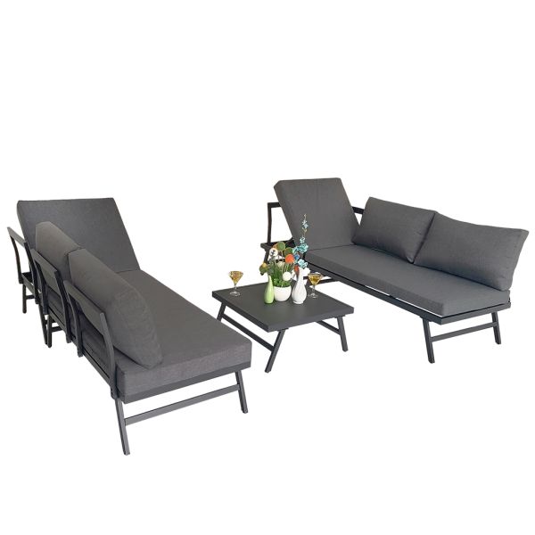 Patio Balcony Outdoor Furniture Set of 5 Knock Down Structure Popular High Quality Aluminum Garden Sofa Set