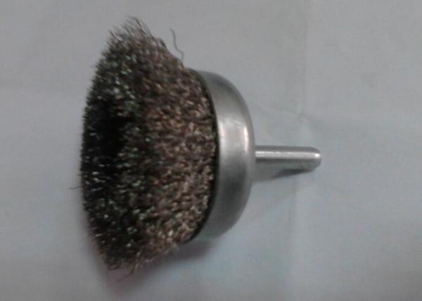 3 Inch Stem Mounted Stainless Steel Cup Brush / Crimped Cup Brush For Edge Blending