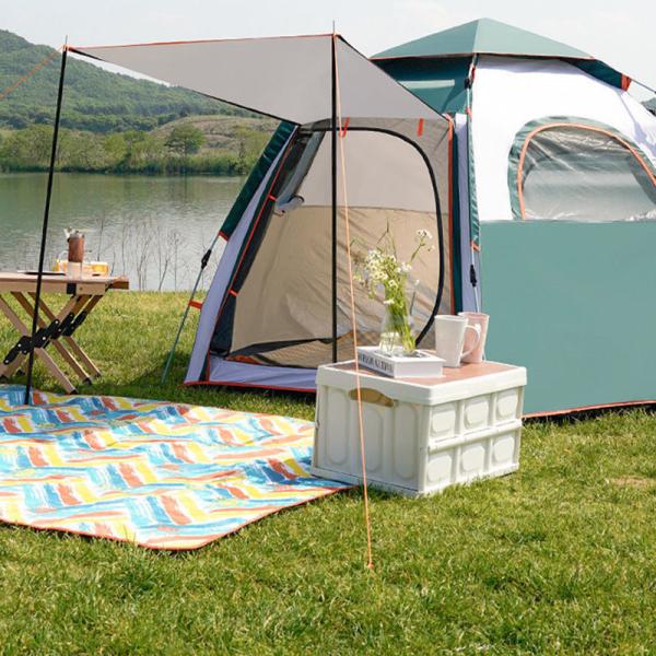 Outdoor Hexagon Camping Tent Automatic Pop Up Tents  Blue Large Tents