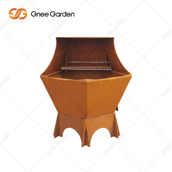 Outdoor Patio Kitchen Cooking Corten Steel Charcoal Bbq Grill Custom