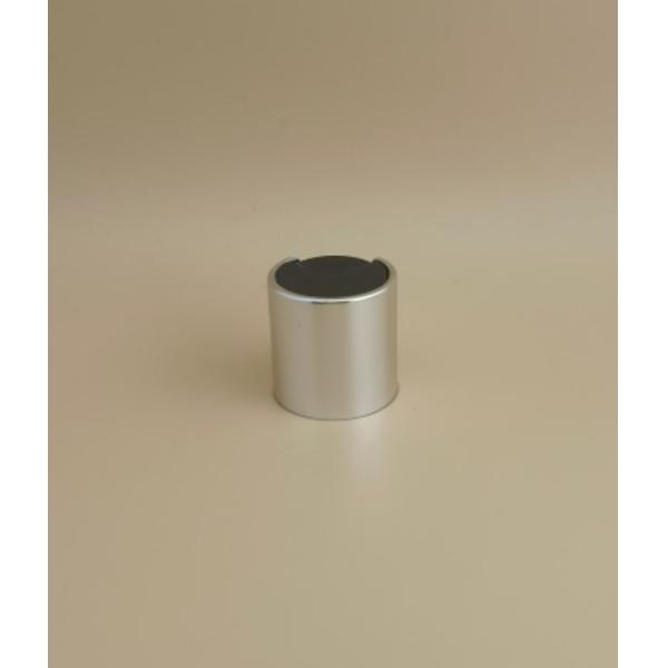 Silvery Aluminium-Plastic Round Smooth Cap with Black Button for Skincare Bottles