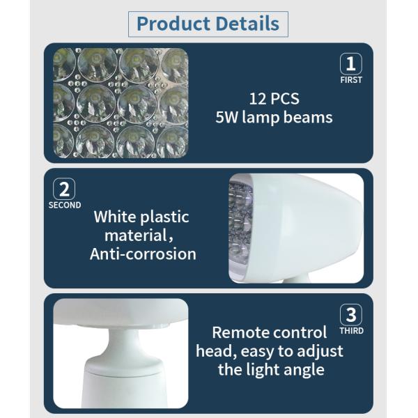 60w Marine Searchlight 50M Remote Control Marine Spotlight White