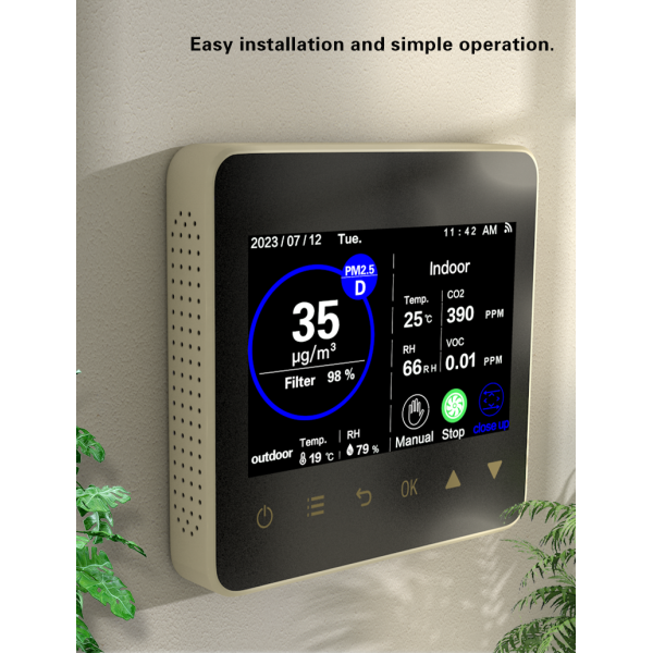 4.3 Inch Color Touchscreen Fresh Air Fan Controller with Automatic Fan Speed Control WiFi App Control