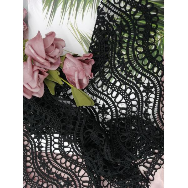 Вышивка черной ткани шнурка вязания крючком 100% полиэстер химической тяжелая