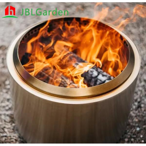 Outdoor 15Inch Wood Burning Stainless Steel Fire Pits Solo Stove Round Silvery White