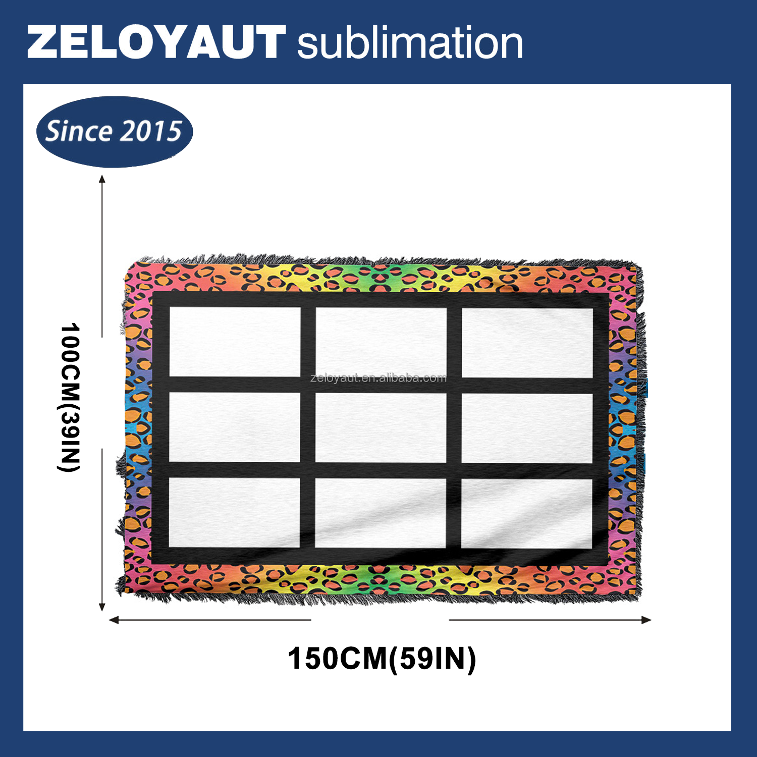 ZELOYAUT Sublimation Blankets rainbow Leopard Print Blanket 100% Polyester Diy Single-sided Printed Bed Sofa Custom Blankets.