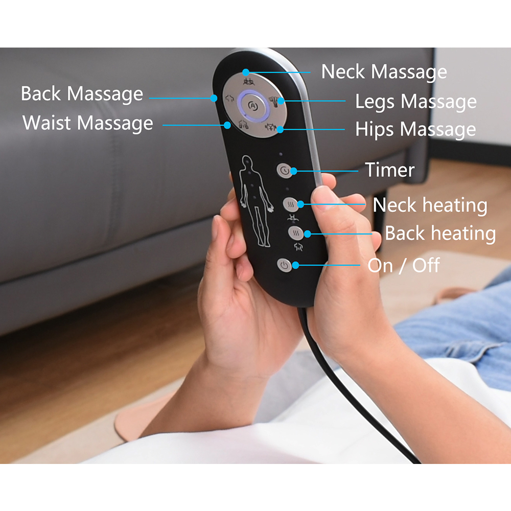 Full Body Massage Mattress with Shiatsu Neck Massager Heat Pad and Timing Control for Body Relaxation