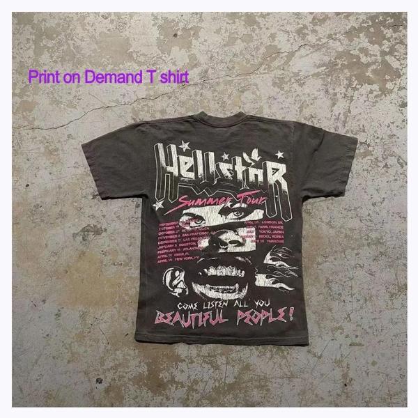 T-shirt personalizado para homens lavagem ácida impressão de tela de caixa peso pesado 100% algodão 180-400gm