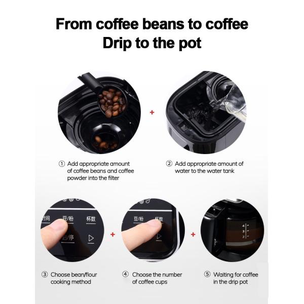 American Home Coffee Machine 600ml 900W Ground Steaming