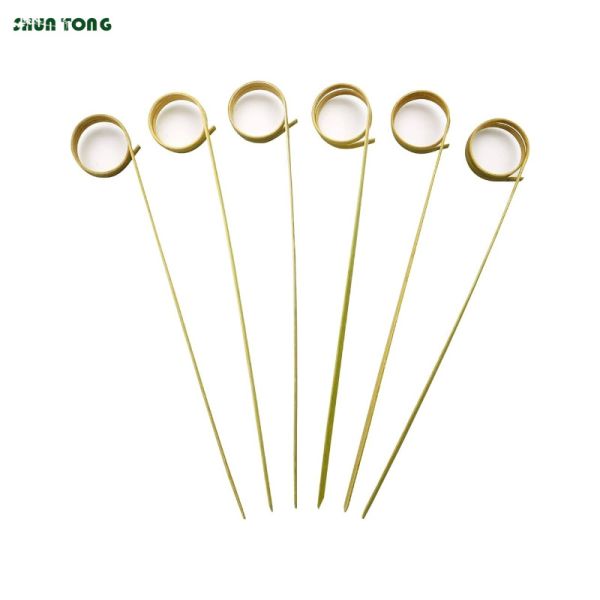 Colorful Bamboo Cocktail Sticks Looped Skewers For Drinking Burgers 150mm