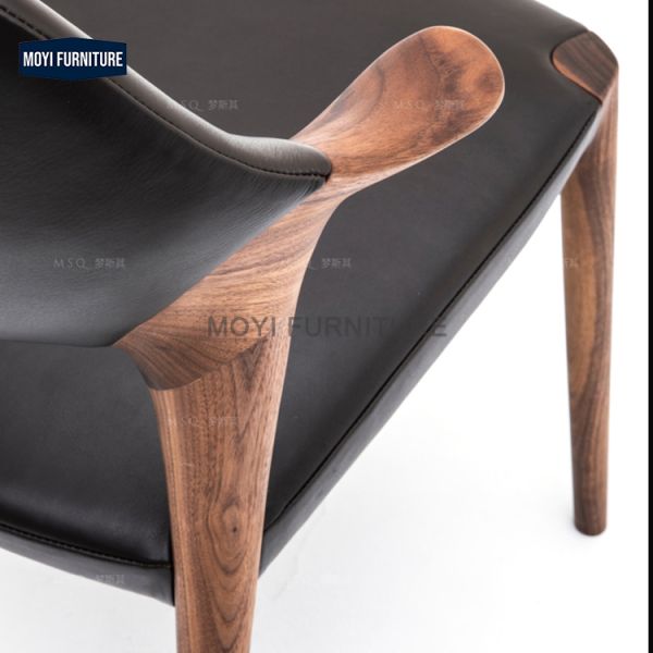 Home Furniture Wabi Sabi Style Italian Modern Solid Wood Dining Chair Cafe Chair With Comfortable Wooden Armrests