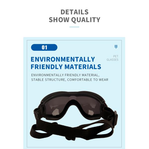 Material de gafas para perros Pequeñas mascotas medianas Protección UV Resistencia al viento y la arena